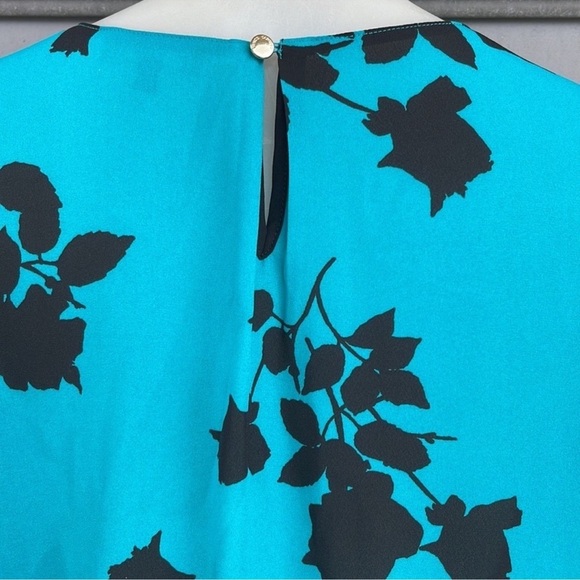 Vince Camuto Teal and Black Leaf Print Blouse Size S - Picture 9 of 10